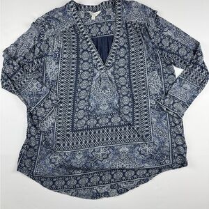 Lucky Brand Border Print Boho Tunic top size XL